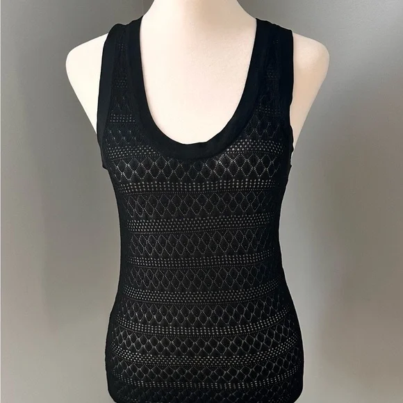 Zara Black Fitted Soft Stretch Mesh Racerback Tank Top - Picture 1 of 4